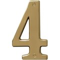 Hy-Ko Prestige Series House Number, Character 4, 5 in H Character, Brass Character, Brass BR-51PB/4